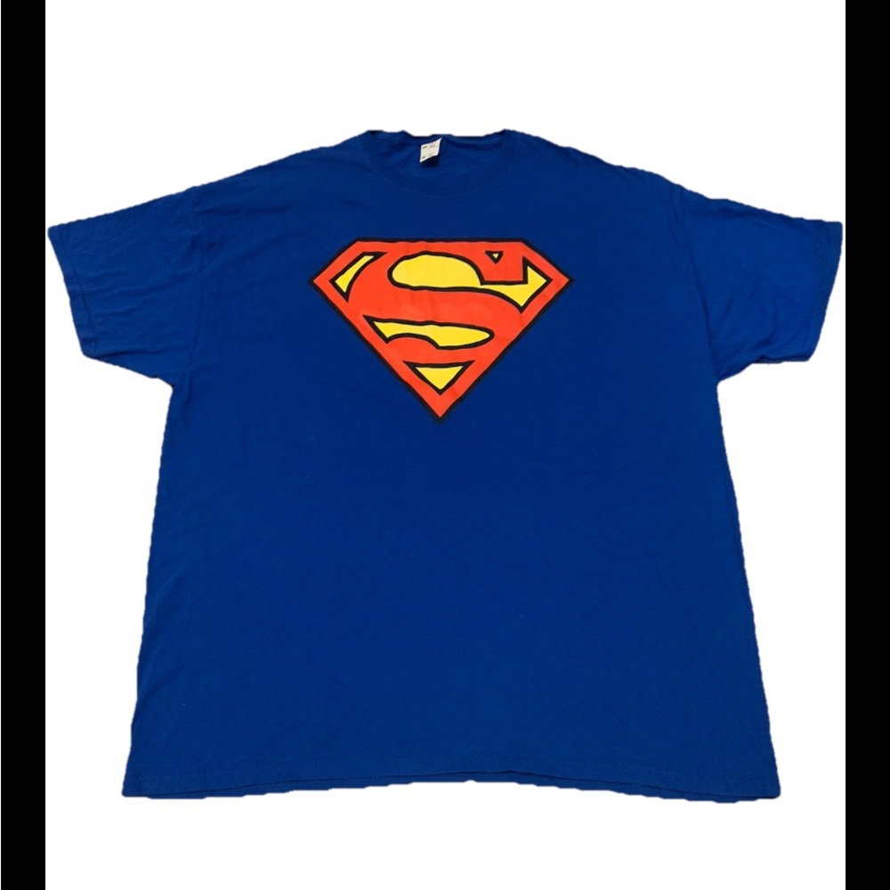 Superman Men’s T Shirt Short Sleeve Blue DC Comic Logo 2 XL